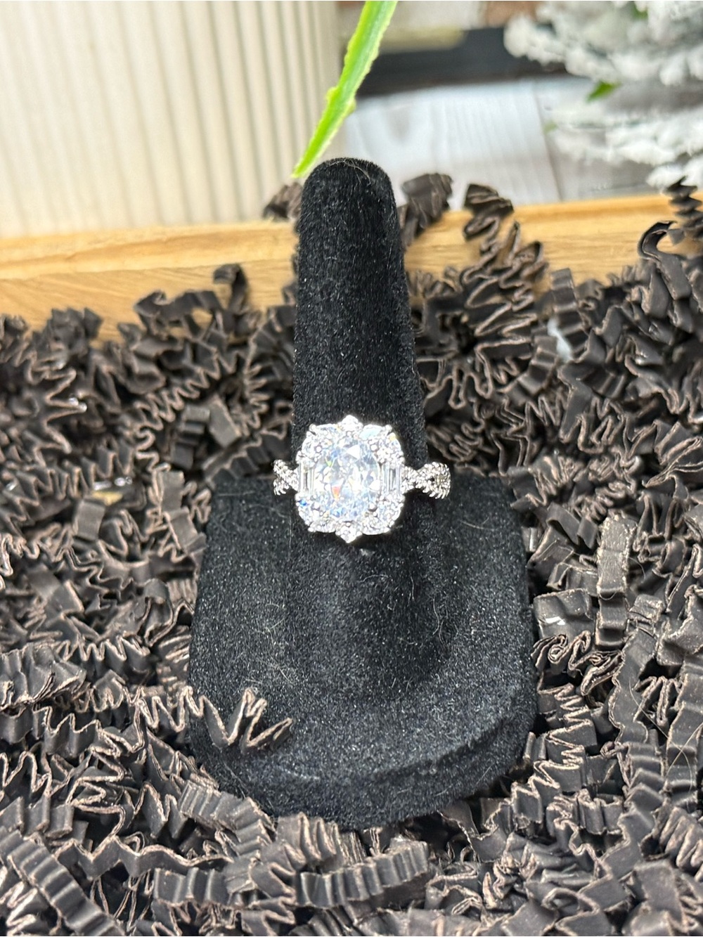 Sterling Silver 925 stamped Halo Cluster 1 carat moissinite Ring